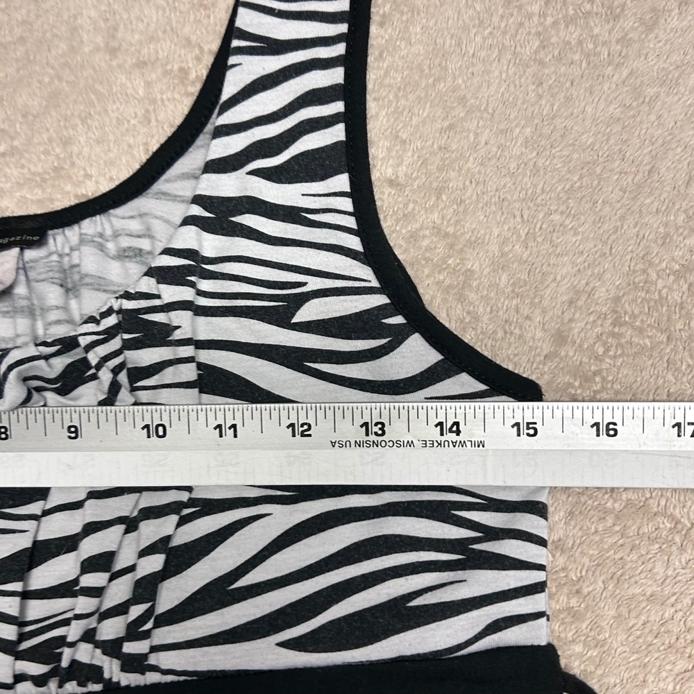 Fashion Magazine Womens Mini Dress Large Zebra Print Empire Waist Bubble Hem Y2K - Picture 7 of 11